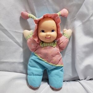Love Bug Rubber Face Baby Doll Plush 10 Inch Pink Blue Goldberger Company